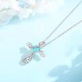 wholesale 925 Sterling Silver Heart-Shaped Turquoise and Cubic Zirconia Cross Pendant Necklace for Women & Girls-0-1