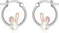 wholesale 925 Sterling Silver Rabbit Pearl Hoop Earrings Gift for Women-0-0