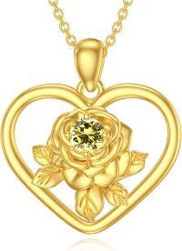 wholesale 14K Gold Plated 925 Sterling Silver Birthstone Love Rose Necklace for Women-H1-August