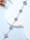 wholesale 925 Sterling Silver Heart & Rose Stone Adjustable Bracelet Gift for Women Girls-0-3