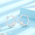wholesale 925 Sterling Silver Opal Cross Hoop Earrings - Religious Christian Jewelry for Women and Men-0-3