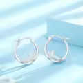 wholesale 925 Sterling Silver Opal Cross Hoop Earrings - Religious Christian Jewelry for Women and Men-0-3