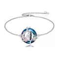 TOUPOP Sterling Silver Crystal Nightmare Bracelet Jack Sally Skull Jewelry-0-0