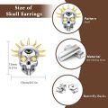 wholesale Silver 925 Sterling Silver Devil Horns Skull Stud Earrings with Red Stone Gothic Punk Style  for Men & Women-0-2