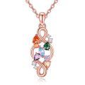 wholesale Rose Gold 925 Sterling Silver Rainbow Crystal 7 Chakra Celtic Knot Pendant Necklace with Extender Chain (20+2)-0-0
