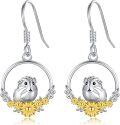 wholesale 925 Sterling Silver Cat Planet Drop Dangle Hook Earrings for Women Girls  4cm Length-0-1