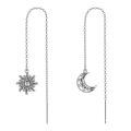wholesale 925 Sterling Silver Sun & Moon Long Threader Drop Earrings for Women - Bohemian Witchcraft s-0-0
