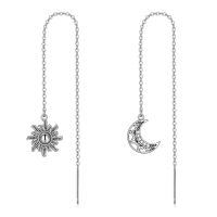 wholesale 925 Sterling Silver Sun & Moon Long Threader Drop Earrings for Women - Bohemian Witchcraft s-Threader
