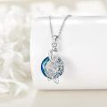 wholesale 925 Sterling Silver Blue Crystal Peacock Pendant Necklace for Women-0-3