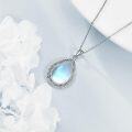 wholesale 925 Sterling Silver Blue Moonstone Teardrop Pendant Necklace with Celtic Knot Design-0-4