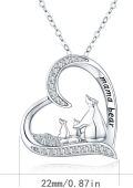wholesale 925 Sterling Silver Heart-Shaped Mama Bear Pendant Necklace with Cubic Zirconia Stones and Chain for Mother's Day Gift-0-3