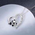 wholesale 925 Sterling Silver Panda Necklace Gifts for Mother's Day - Cute Animal Heart Pendant I Love You Forever Jewelry for Women Daughter Panda Lover-0-2