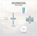 wholesale 925 Sterling Silver Infinity Turquoise Cross Pendant Necklace for Women Girls Christian Gift Jewelry 43mm x 68mm-0-4