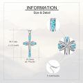 wholesale 925 Sterling Silver Infinity Turquoise Cross Pendant Necklace for Women Girls Christian Gift Jewelry 43mm x 68mm-0-4