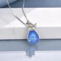 wholesale 925 Sterling Silver Blue Crystal Angel Pendant Necklace s for Women-0-3