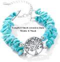 wholesale 925 Sterling Silver & Turquoise Stone Bohemian Tree Of Life Charm Bracelet for Women - Handmade Adjustable Chain Link Arm Candy Gift Set with Dreamcatcher and Sunflower Pendant Accessories-0-4