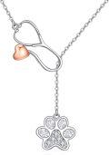 wholesale 925 Sterling Silver Infinity Stethoscope Necklace with Paw Print Pendant for Women Graduation Gifts for Doctors Nurses Medical Students-0-0