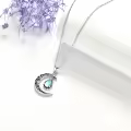 wholesale 925 Sterling Silver Crescent Moon with Amethyst Pendant Necklaces for Women s 45cm Chain Length-0-19