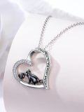 wholesale 925 Sterling Silver Heart-Shaped Cat with Yarn Ball Pendant Necklace - Perfect Gift for Cat Lovers-0-1