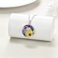 wholesale 925 Sterling Silver Rainbow Crystal Sunflower & Butterfly Pendant Necklace-0-3