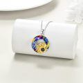 wholesale 925 Sterling Silver Sunflower Necklace With Colorful Crystal Pendant-0-3