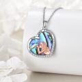 wholesale 925 Sterling Silver Heart Shaped Abalone Shell Love You Forever Dog Pendant Necklace for Women and Girls-0-4