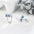 wholesale 925 Sterling Silver Blue Dragonfly Huggie Hoop Earrings for Women Girls Gifts-0-4