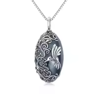 TOUPOP 925 Sterling Silver Hummingbird Urn Necklace For Ashes Memorial Keepsake Pendant-undefined