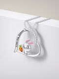 wholesale 925 Sterling Silver Heart Bunny Carrot Love You Forever Pendant Necklace Gift for Women-0-3