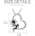 wholesale 925 Sterling Silver Heart-Shaped Cow Pendant Necklace with Cubic Zirconia - Mother's Day Gifts for Her-0-4