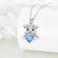 wholesale 925 Sterling Silver Blue Crystal Love Heart Dog Necklace for Women Girls Gifts Animal Charm Pendants Jewelry Set-0-2