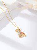 wholesale 925 Sterling Silver Gold-Plated Cubic Zirconia Dog Pendant Necklace for Dog Lovers-0-5