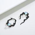 wholesale 925 Sterling Silver Black Plated Moonstone Snake Huggie Hoop Earrings - Vintage Style  for Women-0-2