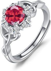 wholesale Sterling Silver Zircon Celtic Birthstone Adjustable Ring for Women-07-July