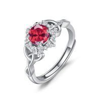 wholesale 925 Sterling Silver Rings Wholesale With Pink Crystal Center Stone Surrounding Diamonds-07-July