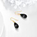 wholesale 925 Sterling Silver Gold Plated Black Onyx Drop Earrings with Filigree Design-0-3
