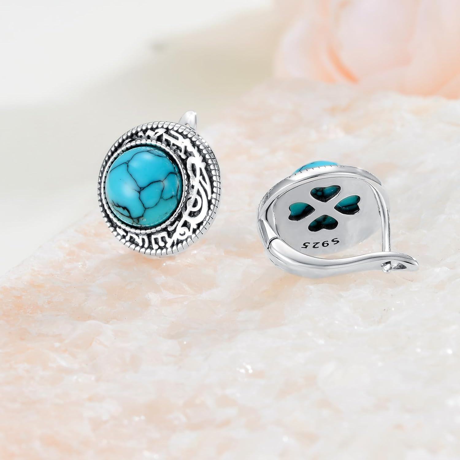 Sterling Silver Turquoise Stud Earrings Western Jewelry Gift-0-2