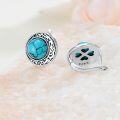 wholesale 925 Sterling Silver Round Turquoise Stone Stud Earrings for Women Boho Style Western s 48x37mm-0-2