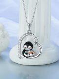 wholesale 925 Sterling Silver Penguin Heart-Shaped Pendant Necklace for Women-0-2
