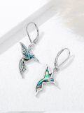 wholesale 925 Sterling Silver & Natural Abalone Shell Hummingbird Dangle Earrings 20x15mm-0-2