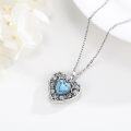wholesale 925 Sterling Silver Heart Locket Pendant with Turquoise Stone Photo Frame Necklace for Women - I Love You to the Moon Gift-0-1