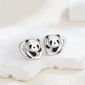 wholesale 925 Sterling Silver Panda Bear Heart Stud Earrings for Women Gift Ideas-0-3