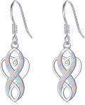 wholesale 925 Sterling Silver White Fire Opal Celtic Knot Drop Earrings for Women Irish s-0-0