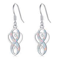 wholesale 925 Sterling Silver White Fire Opal Celtic Knot Drop Earrings for Women Irish s-Opal-1