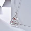 wholesale 925 Sterling Silver Mushroom and Frog Heart-Shaped Pendant Necklace with Red Enamel Accents-0-2