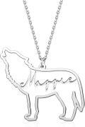 wholesale 925 Sterling Silver Wolf Shape Personalized Name Necklace Pendant Jewelry for Women-0-0