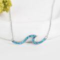 wholesale Gold 925 Sterling Silver Ocean Wave Pendant Necklaces Minimalist Chain Beach  for Women-0-13