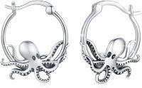wholesale 925 Sterling Silver Octopus Hoop Earrings Vintage Animal s for Women-A1-Retro Octopus Earrings in Vintage