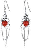 wholesale 925 Sterling Silver Red Agate Rose Drop Dangle Chain Earrings Gothic Jewelry-0-0