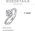 wholesale TOUPOP 1ct Twisted Moissanite Rings 925 Sterling Silver Moissanite Engagement Wedding Ring For Women D Color Vvs1 Diamond Promise Rings Anniversary Valentine's Day Gifts For Wife Girlfriend Bride -0-3